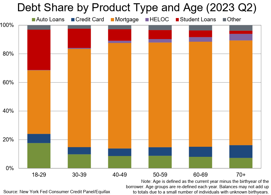Debt Share by Product Type and Age.