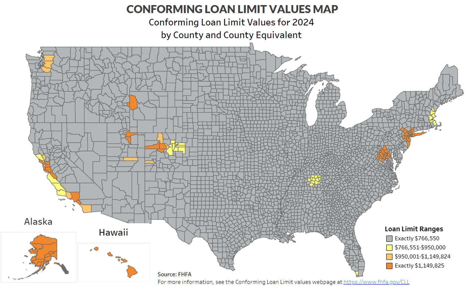 2024 Conventional Conforming Loan Limits by County NEW FHFA GSE
