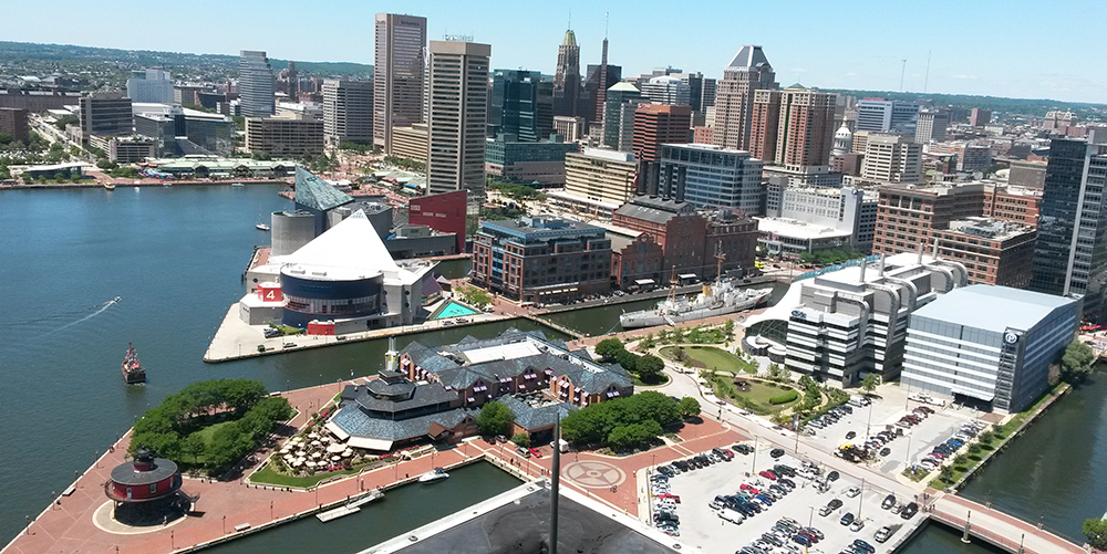 Baltimore Harbor Aerial View.