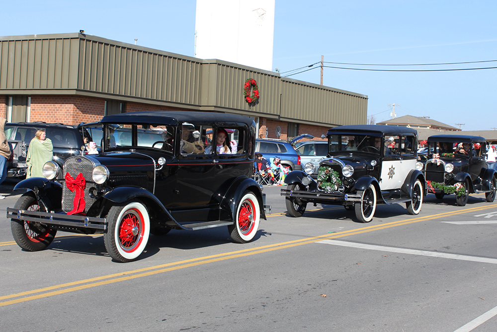 Vintage Cars in the Broken Arrow Christmas Parade.