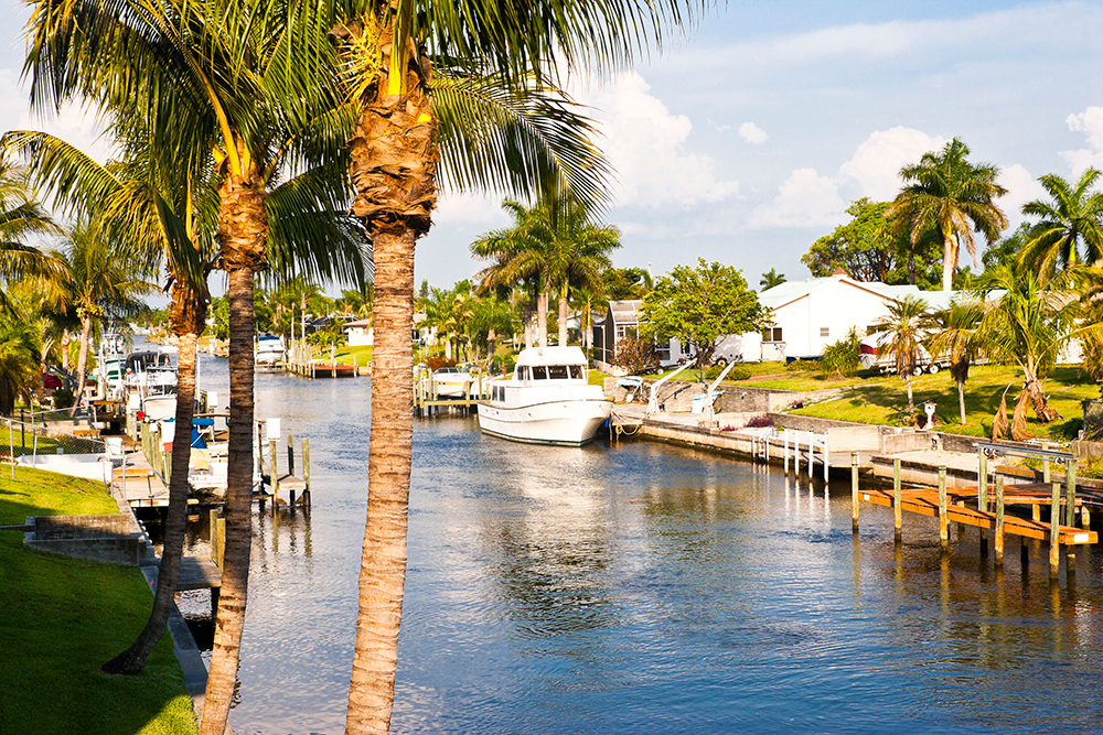 Canal in Cape Coral, FL.