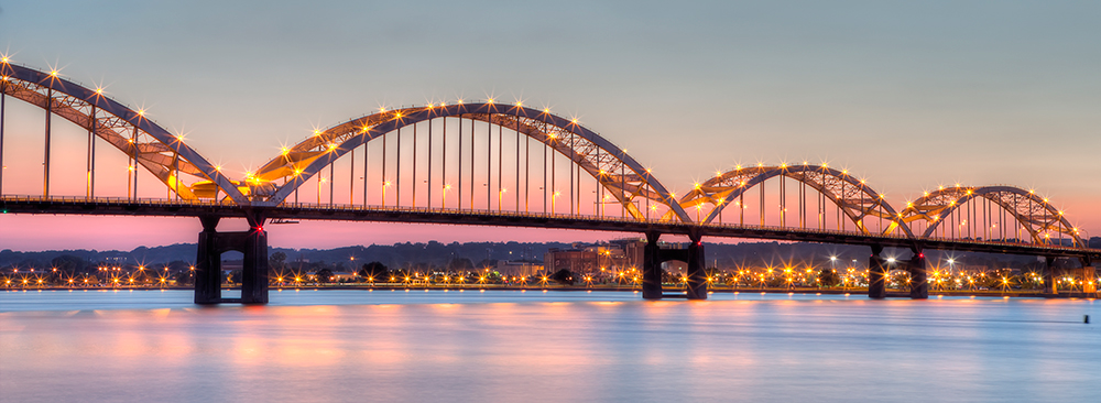 Centennial Bridge Across the Mississippi River, Connecting Rock Island, Illinois and Davenport, Iowa.