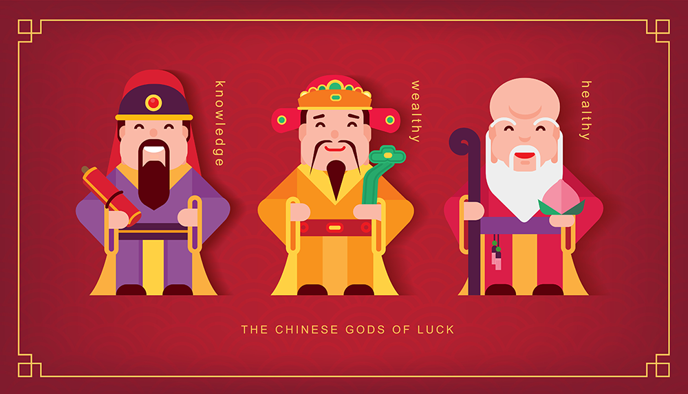 Chinese Gods of Luck.