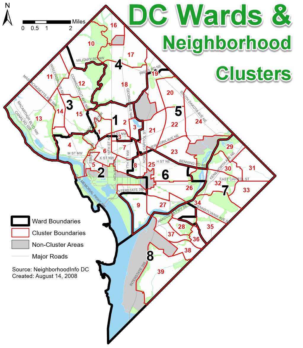 The 8 Wards of District of Columbia.