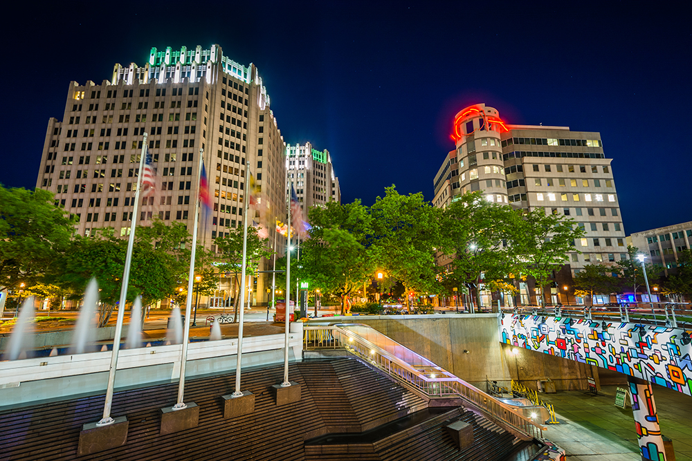 Downtown Bethesda at Night.