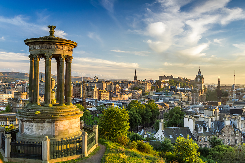 Calton Hill Overlooking Edinburgh Castle.