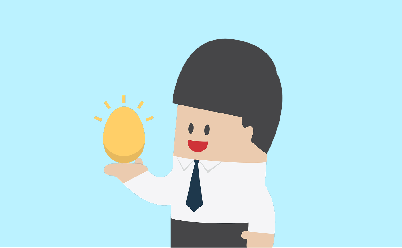 Worker Holding a Golden Egg.