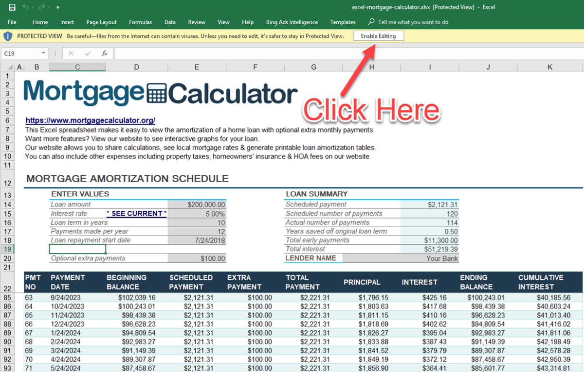 Download Microsoft Excel Mortgage Calculator Spreadsheet ...