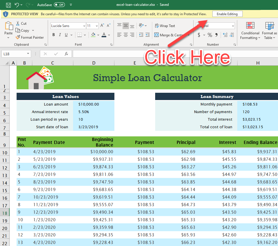 Home Loan Emi Calculator Excel Sheet With Variable