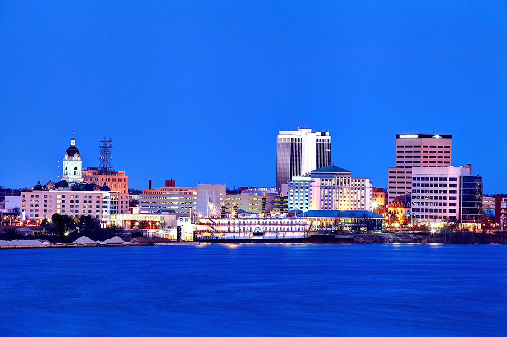 Evansville, IN Skyline at Night.