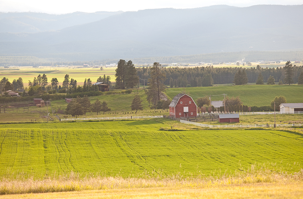 Aerial View of Flathead Valley near Kalispell and Whitefish.