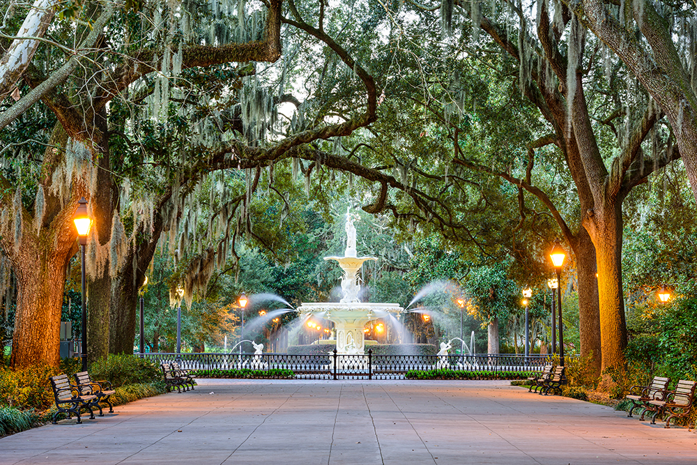 Forsyth Park Fountain in Savannah, GA.