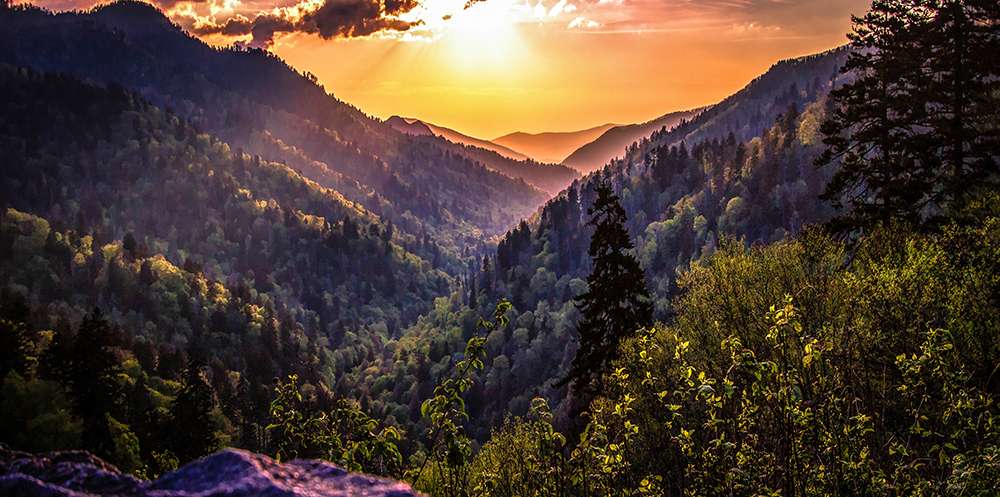 Great Smokey Mountains from Morton overlook on the Newfound Gap Road in Gatlingburg, TN.