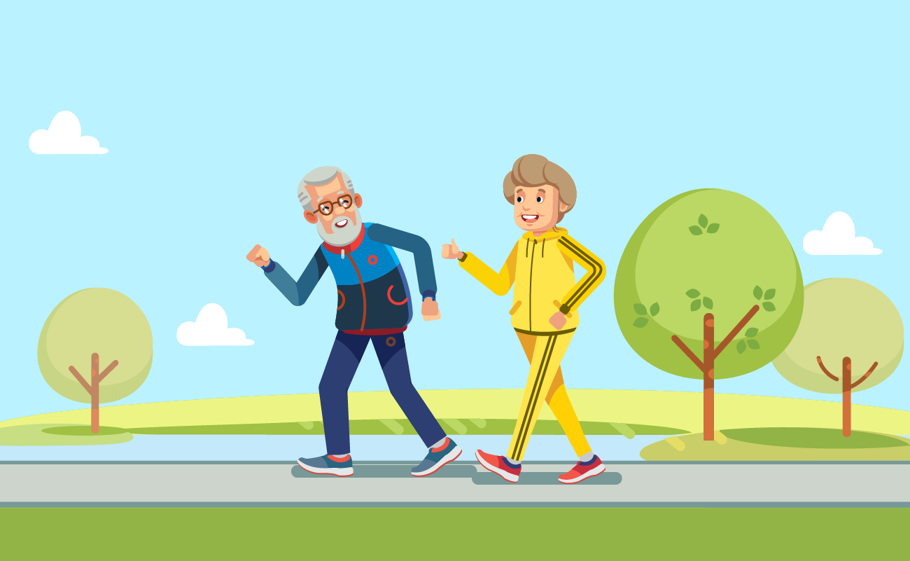 Happy Elderly Couple Jogging.