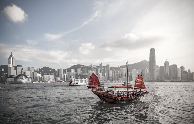 Boat in Hong Kong Harbour.