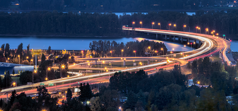 Interstate 205 Glenn L. Jackson Memorial Bridge Over Columbia River, Connecting Portland, Oregon to Vancouver, Washington.