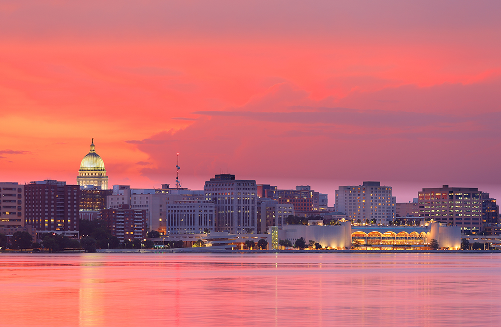 Madison, WI Skyline at Dusk.