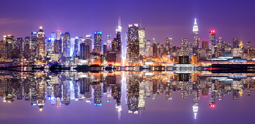 Manhattan Skyline at Night.