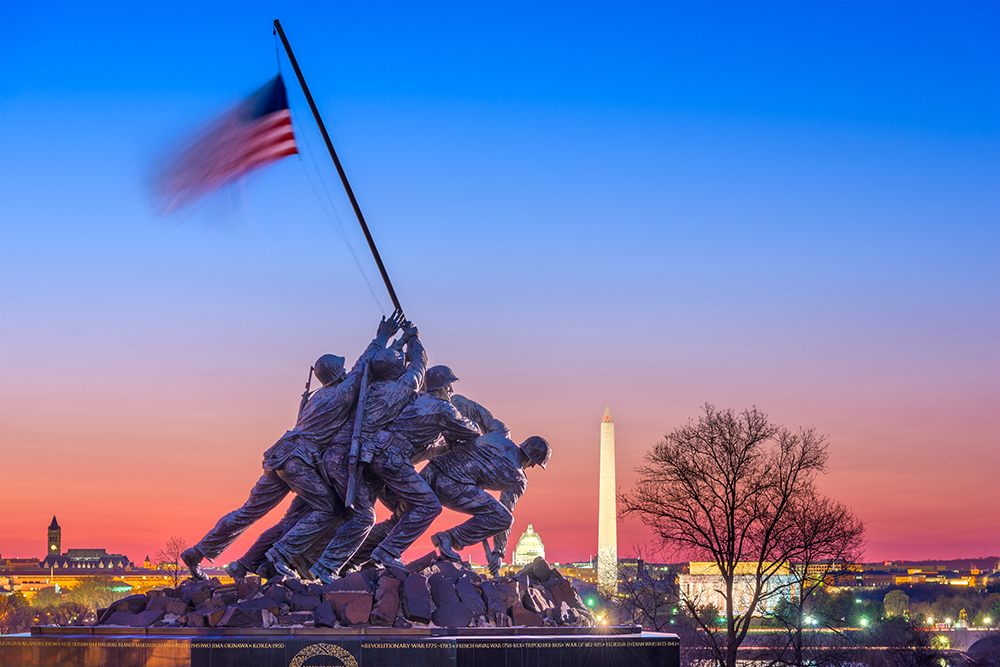 Marine Corps. War Memorial at Dawn.