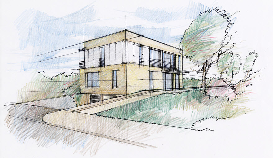 Modern House Sketch.