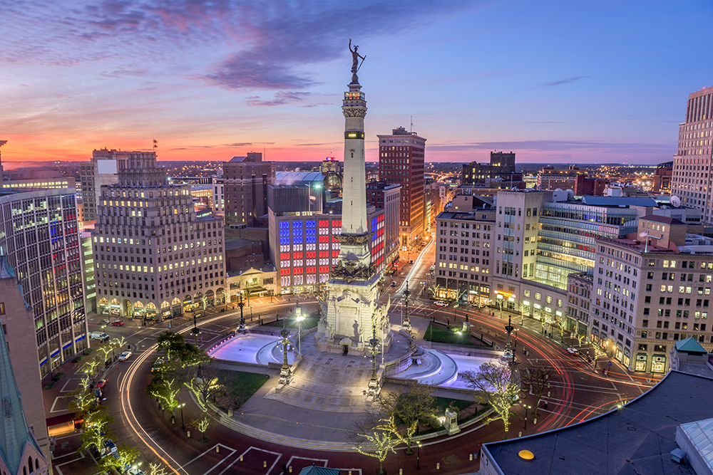 Monument Circle in Downtown Indianapolis.