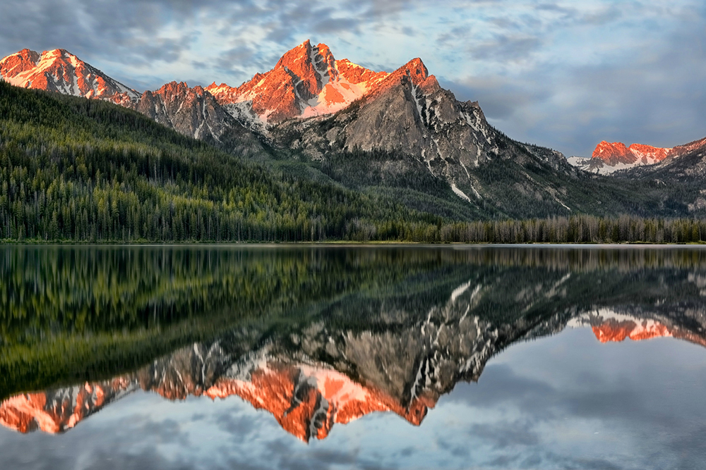 Sunrise over Mt. McGown Reflection on Stanley Lake.