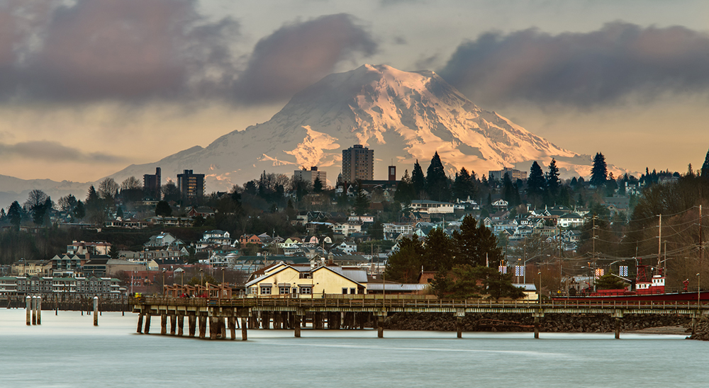 Mt. Rainier Over Tacoma Skyline.