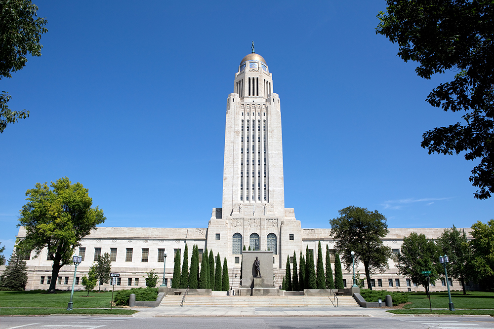 Nebraska State Capitol Building in Lincoln.