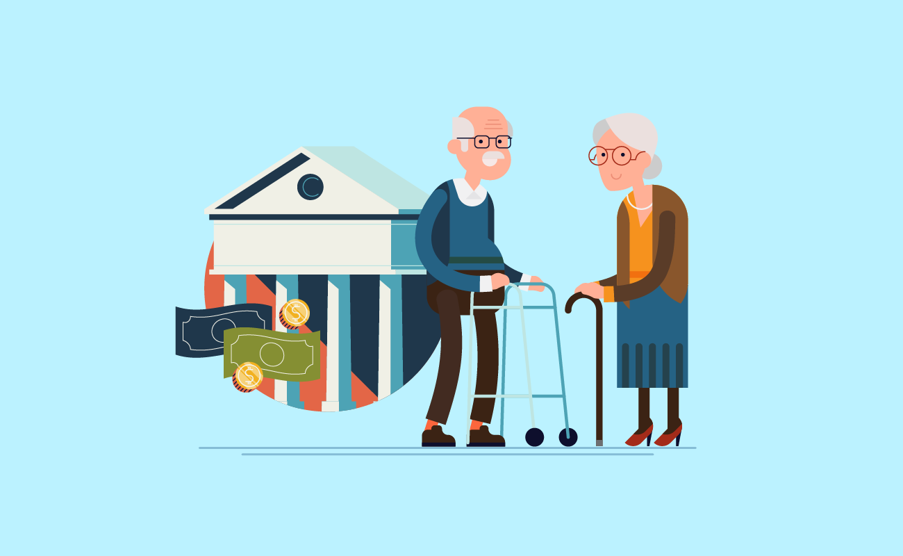 Old couple at the bank.