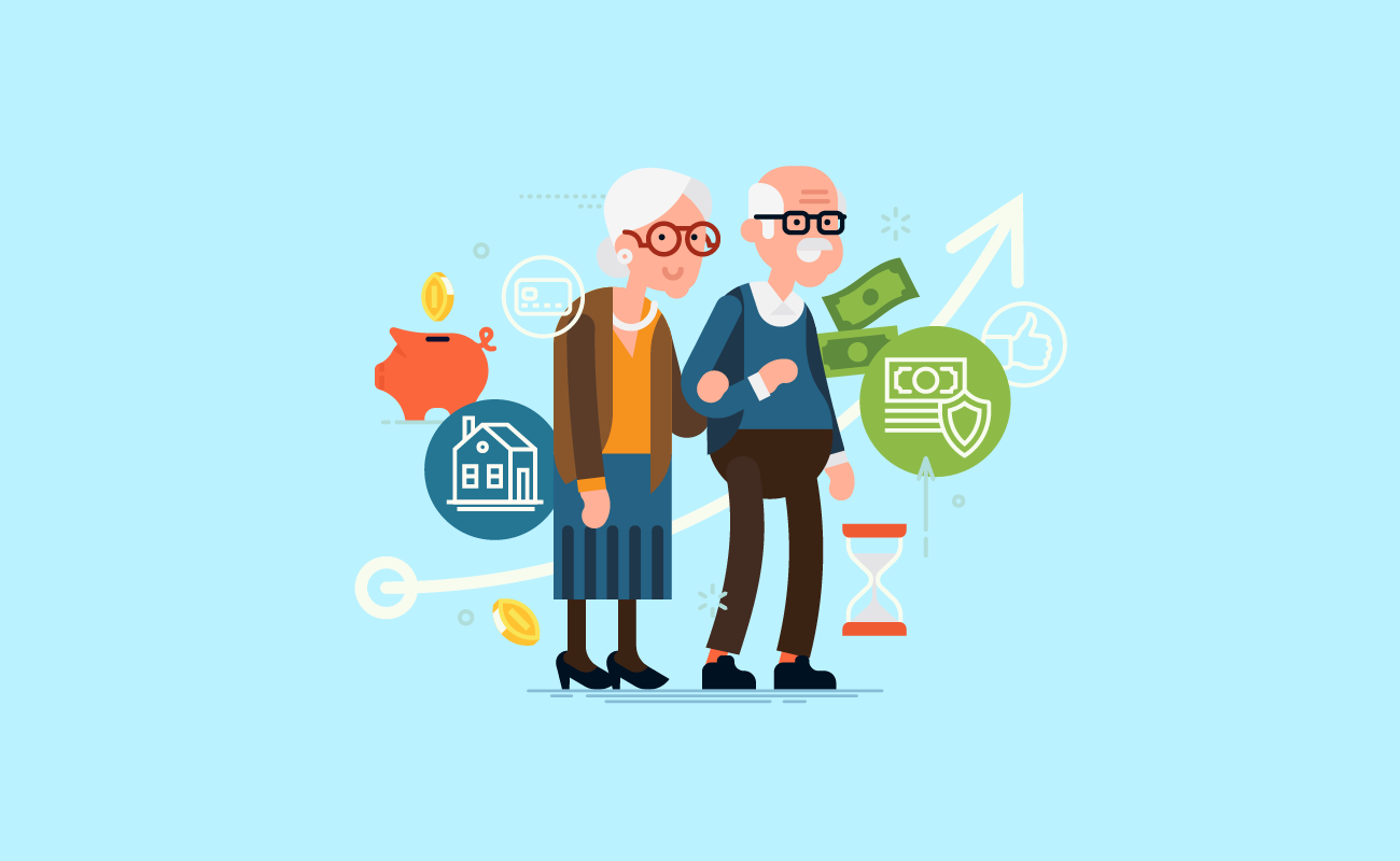 Old couple tracking savings.