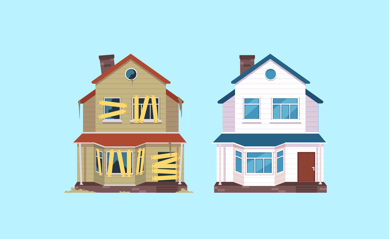 Old to refurbished houses.