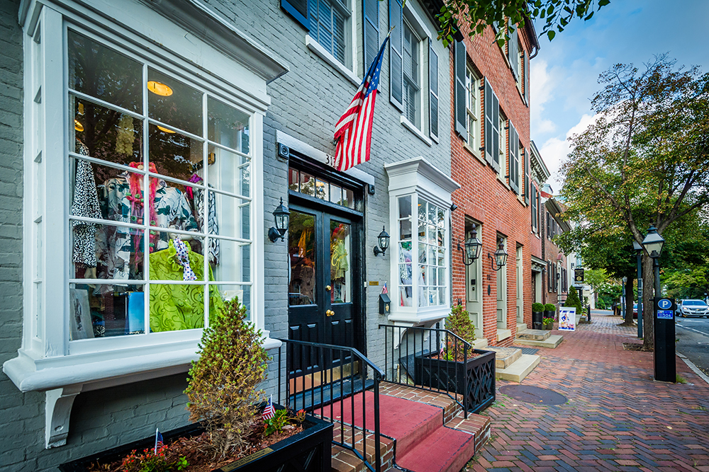 Old Town Shops in Alexandria, VA.