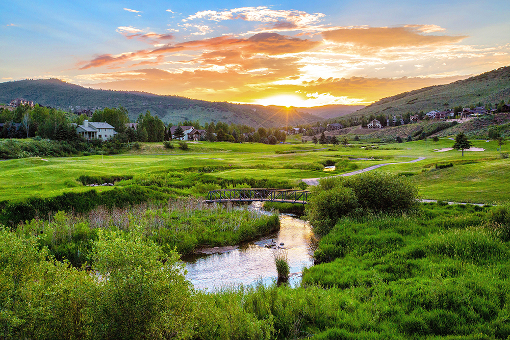 Sunset Over Park City, UT Golf Course.