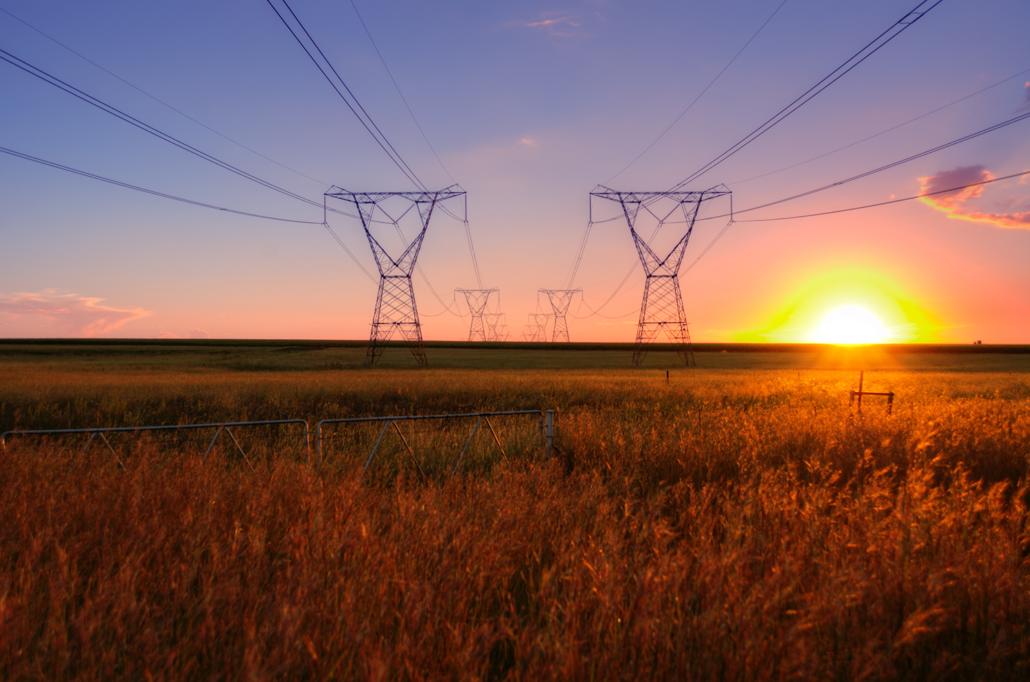 Power Lines at Sunset.