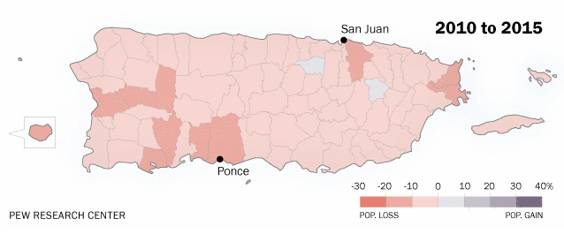 Puerto Rico Population Decline Graph 2010 to 2015.