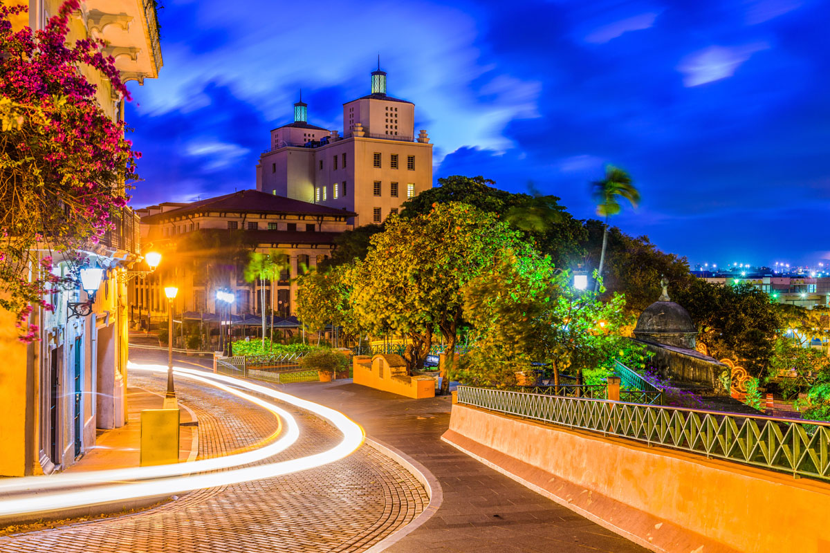 San Juan Puerto Rico at night.