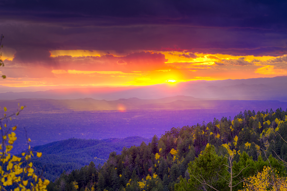 Sunset at Santa Fe Ski Basin .