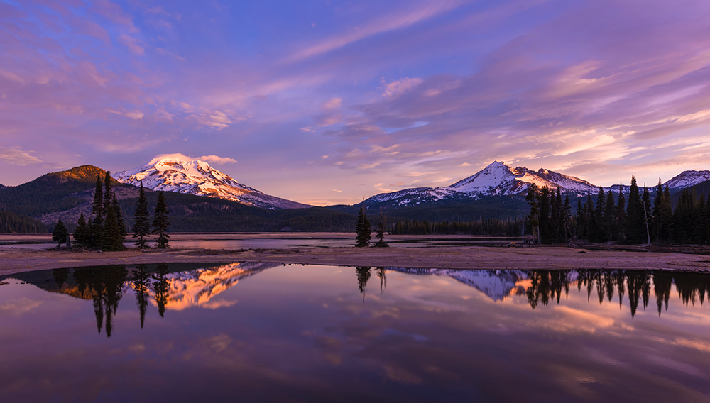 Sunrise over Sparks Lake near Dawn, OR.