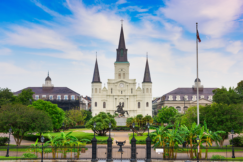 Jackson Square & the St. Louis Cathedral in New Orleans.