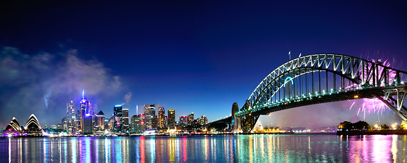 Sydney Harbour With Fireworks.