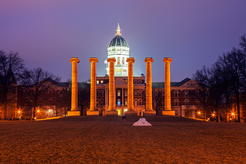 Columns in front of the University of Missouri.