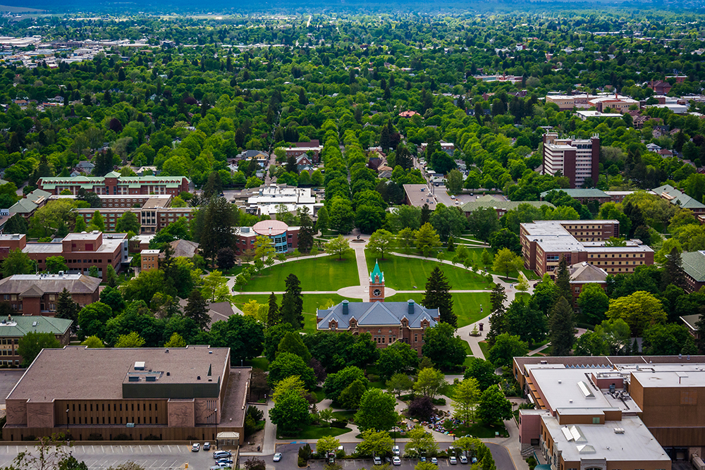 Aerial View of the University of Montana from Mount Sentinel.