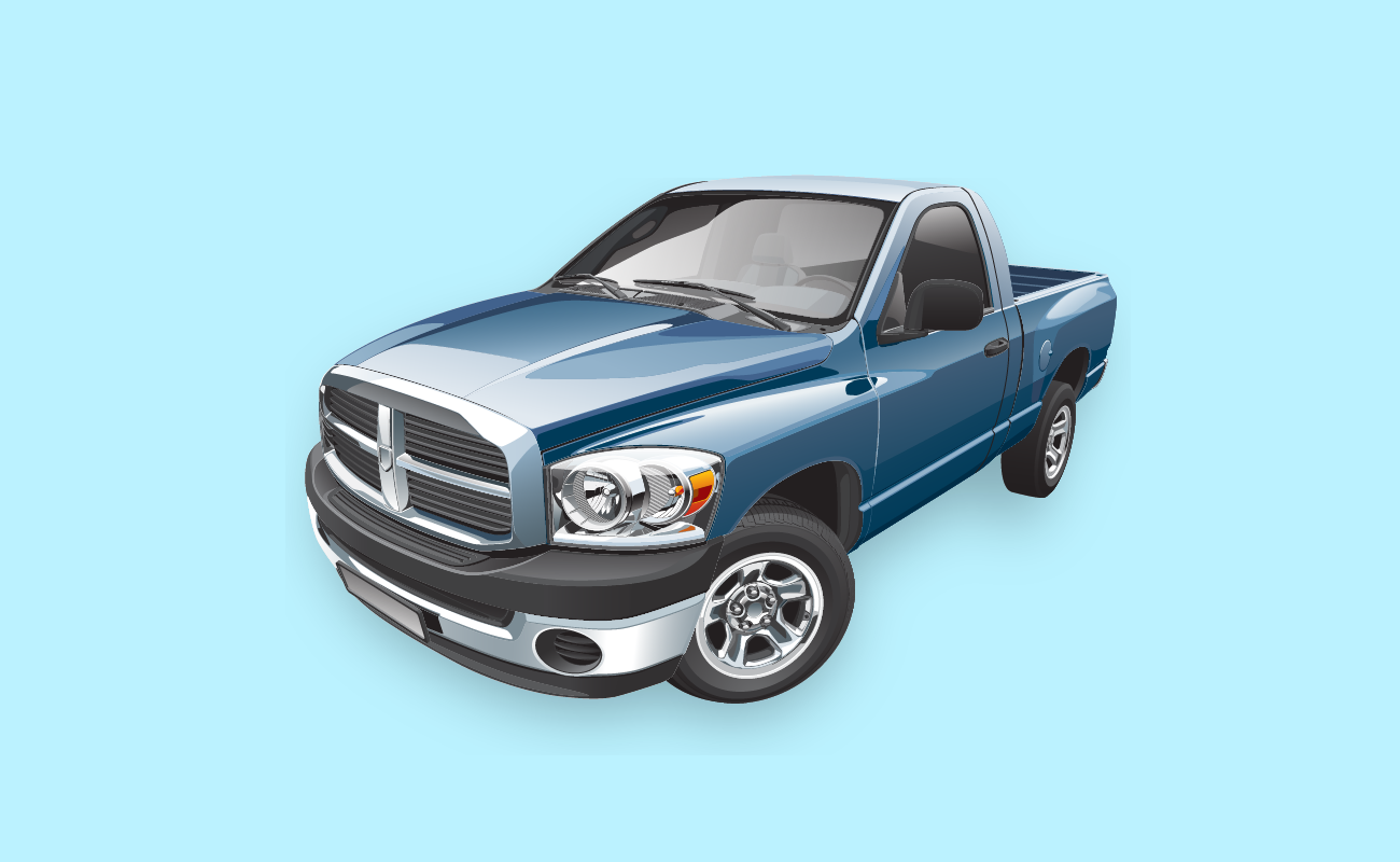 Vector Illustration of a Blue Pickup Truck.