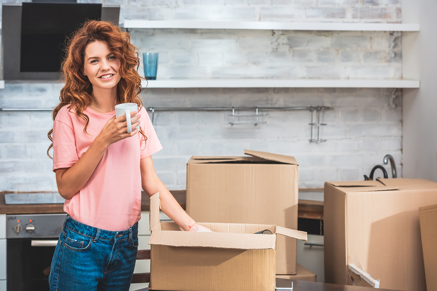 Woman Packing and Moving.